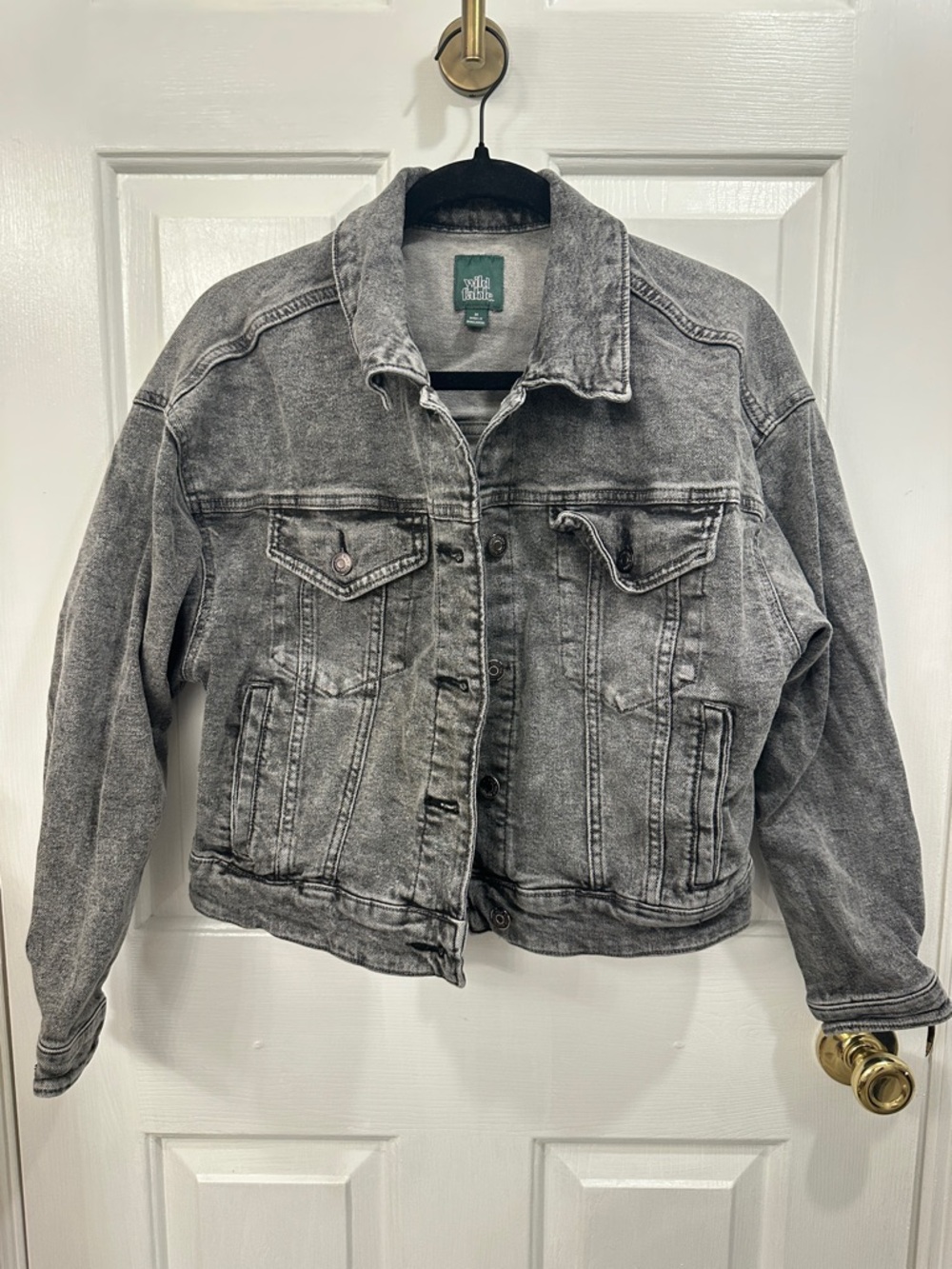 Wild Fable Gray Cropped Denim Jacket | Vintage Wash